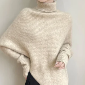 100% lana merino autunno inverno maniche a pipistrello collo alto pullover manica lunga maglieria trendy elegante caldo donna top in cashmere 1