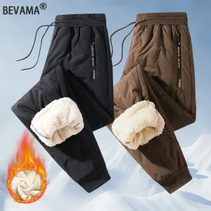 Pantaloni invernali in cotone da uomo Pantaloni casual impermeabili Tasca con cerniera Pantaloni caldi in lana ispessita Pantaloni sportivi da esterno 1