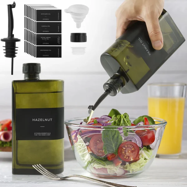 2 pezzi dispenser di olio d'oliva 500 ml bottiglia di olio di vetro bottiglia di condimento bottiglia di aceto contenitore per condimenti gadget da cucina 1