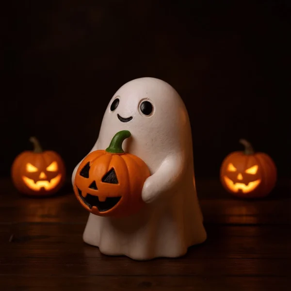 Statua di fantasma di Halloween con ornamento di zucca Decorazione creativa per il desktop della casa Decorazione per l'atmosfera della festa Regalo di festa 2