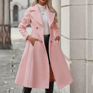 Cappotto autunno inverno da donna Nuovo streetwear Moda maniche lunghe Giacche femminili Cappotto doppio petto Cappotto solido sexy Abbigliamento 1