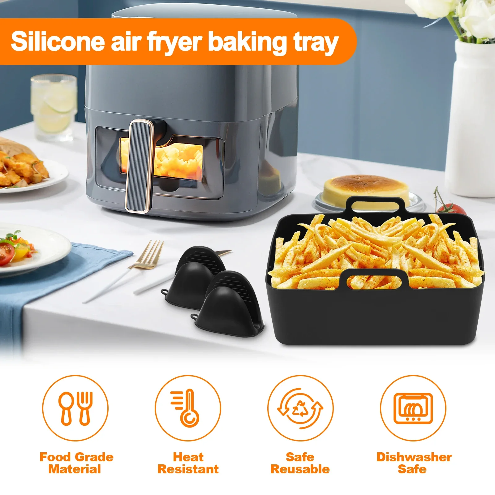 9X Heißluftfritteuse Zubehör Silikon-Einsatz Grillrostowo Ninja AF300EU AF400EU cottura accessori da forno gadget da cucina 6