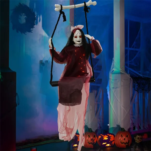 Altalena di Halloween Ragazza Fantasmi femminili viola Garze Fantasmi appesi Interni ed esterni Luogo horror Layout Room Fuga Puntelli 5