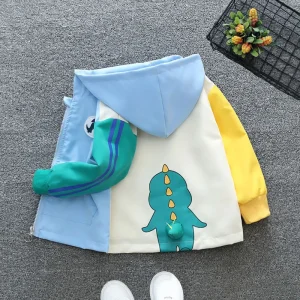 Primavera autunno nuovi ragazzi giacca cartone animato modello dinosauro Patchwork felpa con cappuccio cappotto per 2 3 4 5 6 anni bambini moda capispalla abbigliamento 1
