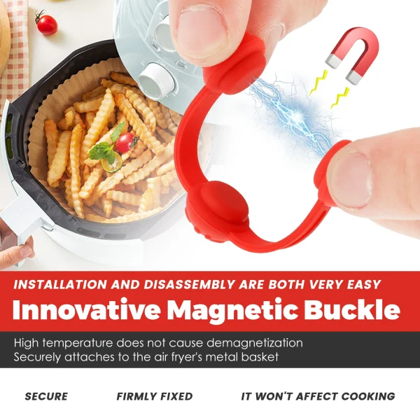 Magneti per friggitrice ad aria da 4 pezzi per tenere la friggitrice ad aria Carta pergamena Accessorio per friggitrice ad aria Supporto per rivestimento Parte di ricambio Prevenire la carta 3