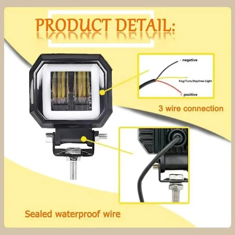 Luci per moto led Square Angel Eyes Fari ausiliari per moto Fendinebbia Luci a led aggiuntive Accessori per moto 2