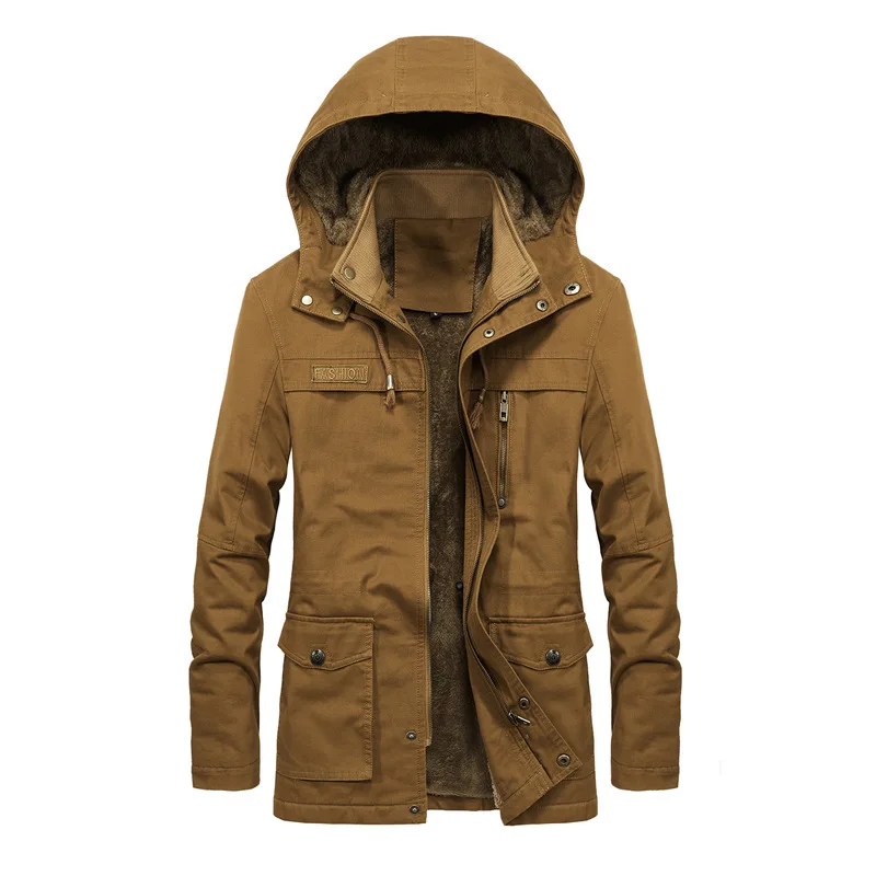 Cappotto Cargo militare giacca da uomo spessa e calda Parka invernale giacca imbottita in cotone Casual da uomo felpe con cappuccio in pelliccia multitasche da uomo Parka 4