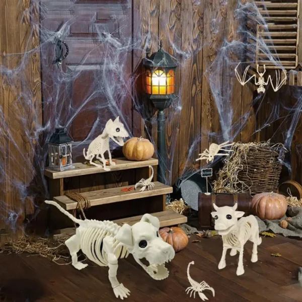 Halloween cheletro scultura scheletro animale scheletro per Halloween decorazione interna all'aperto forma umana cane partito puntelli spaventosi 5