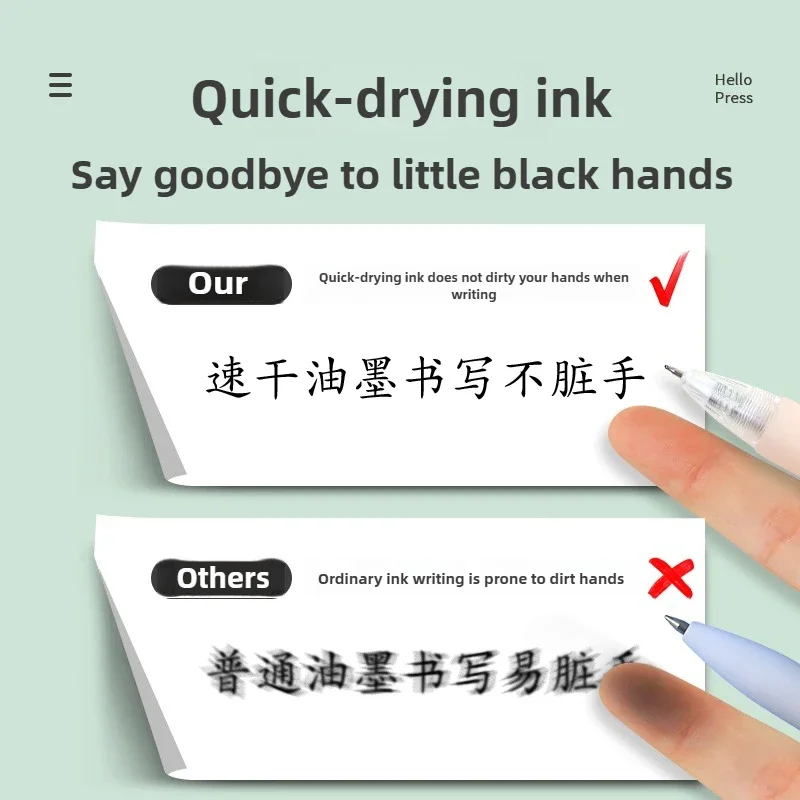 LANGUO Set da 9 colori Penna a inchiostro gel semplice di grande capacità Penne gel per stoppia liscia Colore nero Materiale scolastico di cancelleria con impugnatura morbida 3