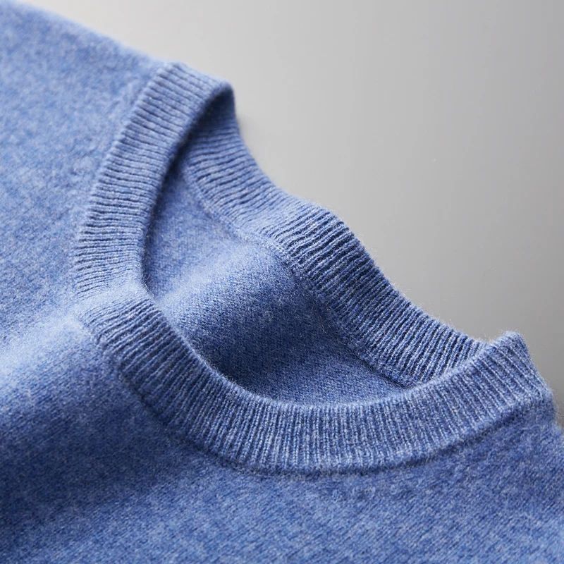 Maglione di cashmere senza cuciture Pullover con o-collo maschile Autunno/Inverno Casual lavorato a maglia 100% pura lana Top Moda Una linea pronta da indossare 4