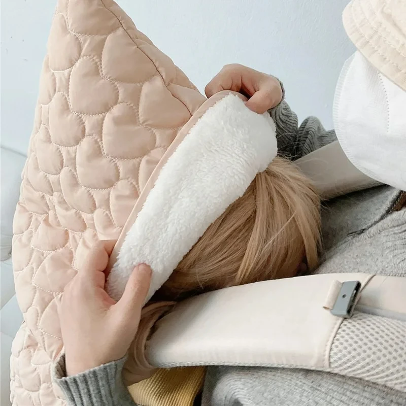 Coperta per passeggino invernale coperta per passeggini antivento in pile spesso Cartoon Bear Bunny Infant Nap trapunta calda con cappuccio Swaddle Wrap 4