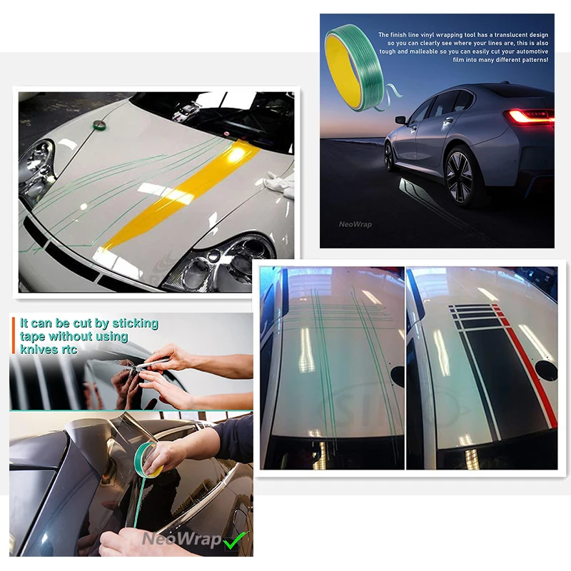 5/10/50M Involucro Del Vinile Adesivi Per Auto Nastro Senza Coltello Linea di Design Pellicola Per Auto Avvolgimento Nastro Da Taglio Coltello Car Styling Strumento accessori 5