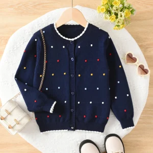 Simpatico maglione colorato a pois Valley Wave per ragazze, adatto per le vacanze casual in primavera, autunno e inverno 1