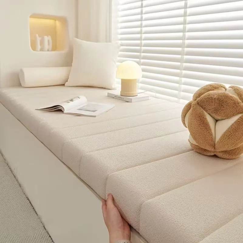 Cuscini da panca impermeabili personalizzati da 6 cm Cuscino per sedile per sedia a bovindo in velluto Teddy per interni/esterni Cuscino decorativo Schienale per altalene da giardino 1