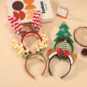Fascia di Natale Albero di Natale Corna di alce Accessori per capelli Puntelli per fotografia Buon Natale Decor Navidad Felice Anno Nuovo 2026 1