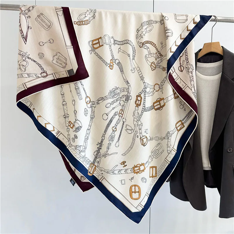 Coperta di lana invernale da donna sciarpa scialle 2024 stampa fronte-retro sciarpe calde invernali da donna avvolge Poncho 135x135cm 3