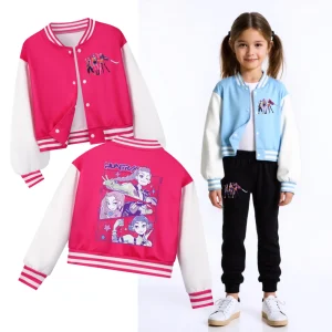 2025 Primavera Autunno Nuove Ragazze dei Ragazzi Giacca Anime KPop Demon Hunters Uniforme da baseball per 4-14 anni Capispalla sportiva per bambini 1
