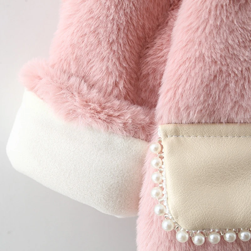 Cappotto invernale per bambina in stile coreano nuovo, vestiti a maniche lunghe per bambini con fiocco dolce per bambini di età compresa tra 9 mesi a 3 anni 5