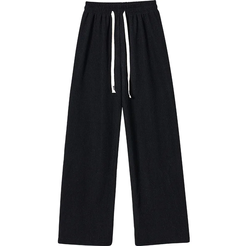 Pantaloni lunghi da donna in pile a gamba larga invernali addensano pantaloni lunghi invernali dritti in vita elastica pantaloni casual larghi con bottoni femminili 6