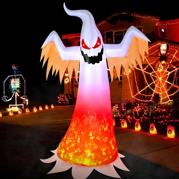 Fantasma gonfiabile di Halloween grande da 240 cm con fiamma rotante Luce horror Decorazione di Halloween Casa Cortile esterno Fantasma incandescente Prop 1