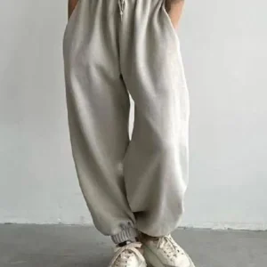 Pantaloni sportivi in pile caldo spesso Pantaloni invernali a gamba dritta da donna Pantaloni in velluto grigio Pantaloni Jogger per pantaloni sportivi da donna Completi 1