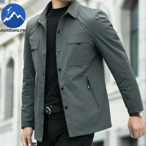 Giacca da uomo Maxbarley 2025 Colletto couverture alla moda Cappotto antivento da lavoro all'aperto Giacche autunnali invernali leggere da lavoro casual 1
