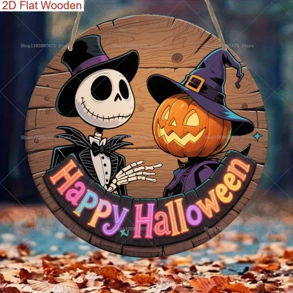 Festa di Halloween Il pesadelo prima di Natale Decorazione Cartello in legno Zucca Appeso a parete Cartello Porta d'ingresso Decorazioni per la casa Regali per bambini 1