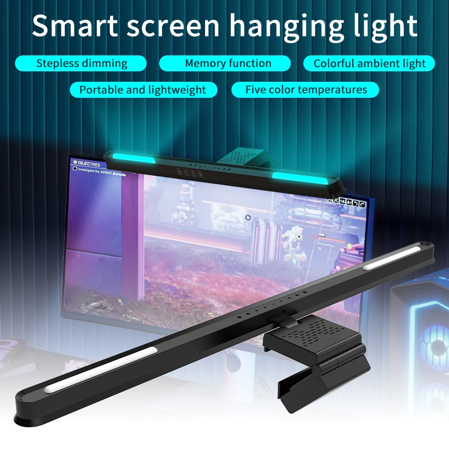 Lampada da scrivania a LED da 51 cm lampada a sospensione per schermo del computer USB striscia luminosa con display a regolazione continua per la protezione degli occhi lampada da scrivania da studio 1