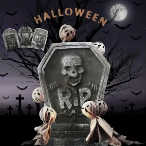 Lapidi del cimitero di RIP in schiuma di Halloween, decorazioni del cortile di Halloween con lapide con picchetti in metallo, decorazioni del giardino dell'iarda del prato 1