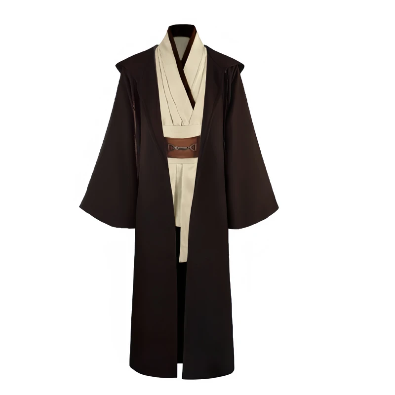Obi Wan Kenobi Costume da uomo Robe Maschio adulto Cavaliere Jedi Tunica Costume Uniforme con cappuccio Set completo Mantello cosplay di Halloween 2