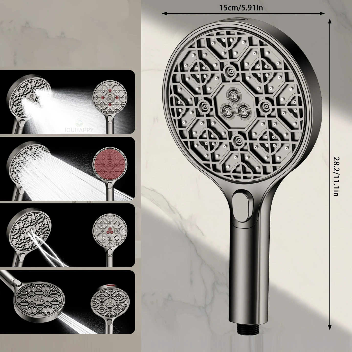 Soffione doccia ad alta pressione Nuovi 4 modalità Jet Potente pressurizzato Spa Spray Rubinetto per doccia a risparmio idrico Accessori per il bagno 1