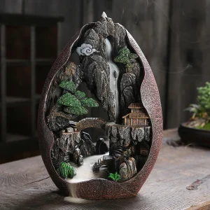 1 pz, Fumo Cascata Riflusso Bruciatore di Incenso Creativo Decorazioni Per La Casa Porta Incenso In Resina Portatile Incensiere Fiume di Montagna Artigianato 1