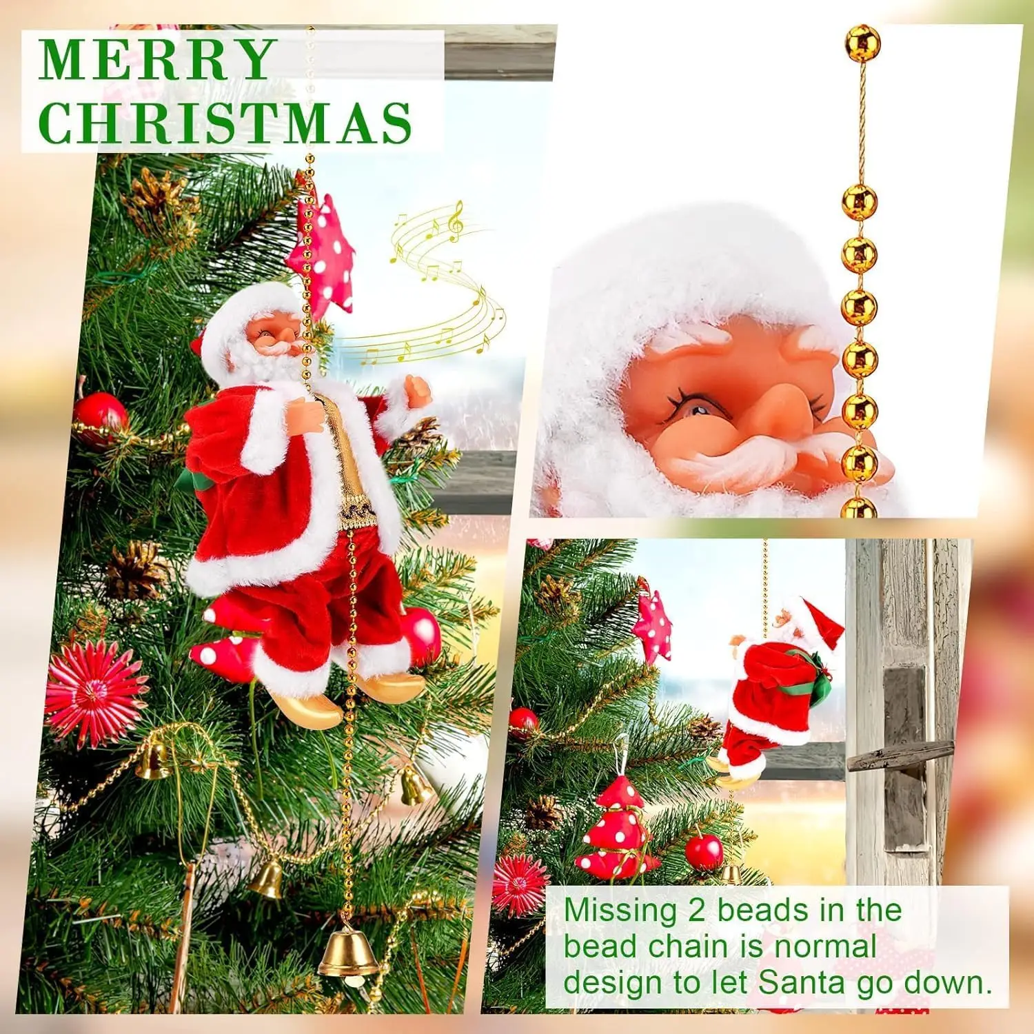 Babbo Natale da arrampicata su catena, Babbo Natale da arrampicata elettrico, Babbo Natale da arrampicata con musica, Babbo Natale da arrampicata su e giù 4