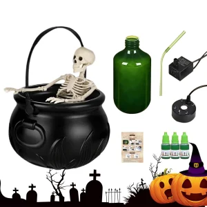 Calderone delle streghe Decorazioni vintage Calderone con ciotola nera con diffusore Completo squisito bollitore Forniture per feste Decorazione di Halloween 1