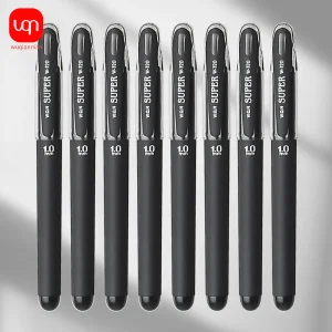 WQN-3/6/12PCS Penna gel nera stile minimalista di grande capacità Punta da 1,0 mm Scrittura liscia Inchiostro nero Forniture per ufficio per la scuola e il diario 1