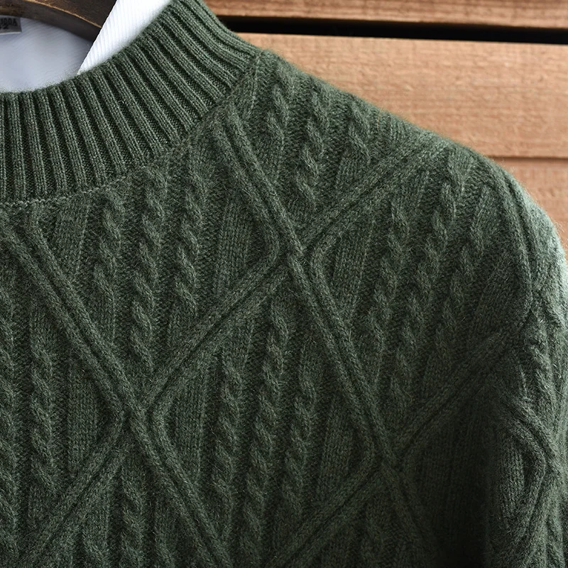 Maglione invernale in puro cashmere a collo mezzo alto ispessito con ricamo a diamante tinta unita lavorato a maglia casual moda quotidiana 4