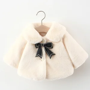 Nuova giacca invernale per vestiti della neonata moda mantello da principessa di natale autunno caldo cappotto per ragazze in pelliccia sintetica 1-4 anni vestiti per bambini 1