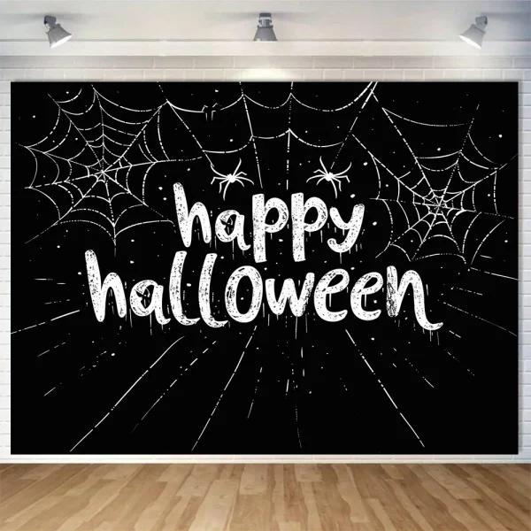 Tessuto di sfondo di Halloween, decorazione di ragnatela, decorazione per feste a tema zucca, tessuto per atmosfera di Halloween 5