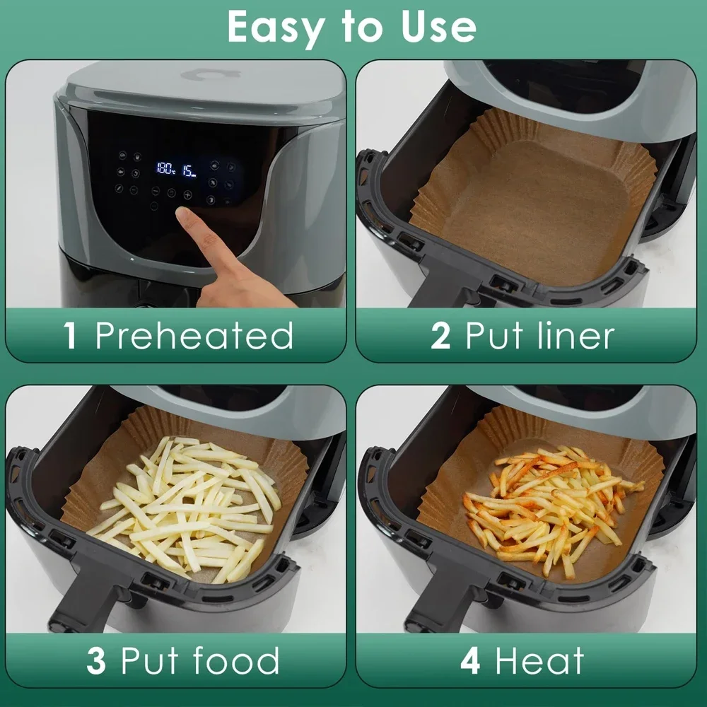 50-400 pezzi friggitrice ad aria carta da forno usa e getta antiaderente tappetino pergamena a prova di olio per cucinare forno a microonde pad pad foglio barbecue arrosto 5