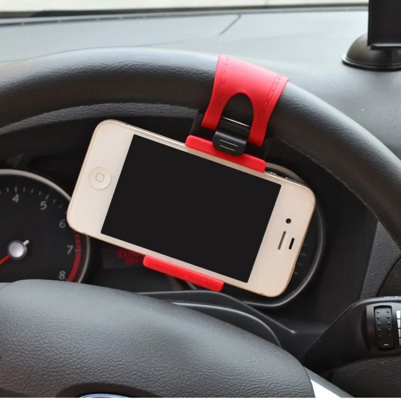 Staffa universale per auto Supporto per telefono per volante per auto Supporto per clip Supporto per telefono per auto con supporto per navigatore GPS con fibbia elastica 1