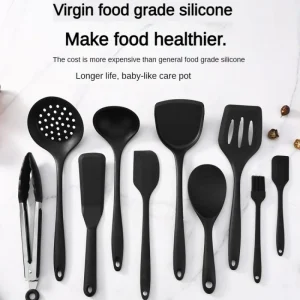 Set di utensili da cucina in silicone per uso alimentare da 1/10 pezzi, cucchiaio a fessura resistente al calore per pentole antiaderenti e pentole calde, colino multiuso 1