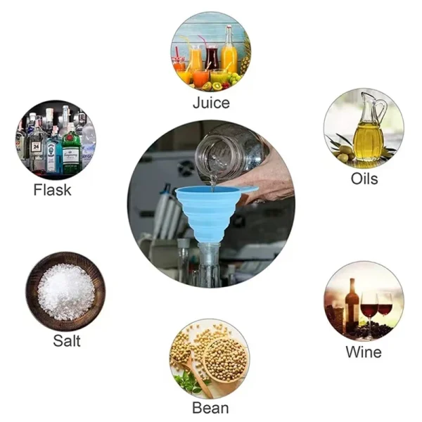 Imbuto pieghevole in Silicone cucina pieghevole collo lungo dispenser Gadget strumento filtro Sorter piccola bottiglia d'acqua trasferimento di olio liquido 6