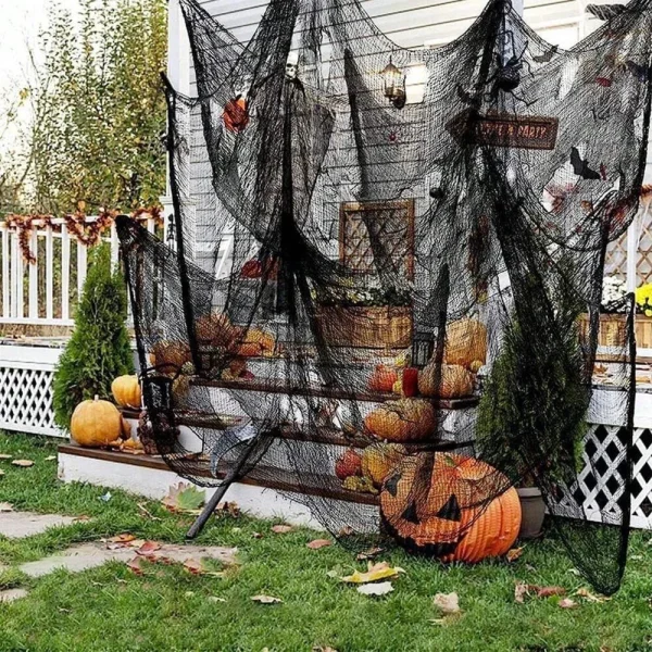 1-10 pezzi panni raccapriccianti neri 72x186 cm maglia cheeseclothi festa di Halloween rete di garza ragnatela parete garza terrore scena puntelli 6