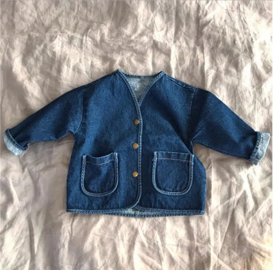 Giacca di jeans per neonati e ragazze cappotto di jeans per bambini primavera e autunno cappotto Casual per bambina giacca per bambini tasca grande 4