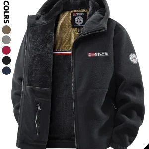 Giacca invernale da uomo in pile con cappuccio, antivento e calda, adatta per il tempo libero a casa, sport, corsa, pendolarismo quotidiano, streetwear e abbigliamento per le vacanze. 1