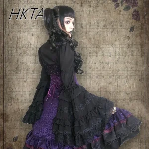 Camicia da donna Lolita Splendido pizzo all'interno Top Y2k Goth Horn Camicie a maniche lunghe Primavera Nuova camicetta bianca e nera Camisas De Mujer 1