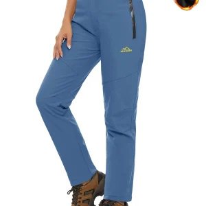 TACVASEN Pantaloni invernali foderati in pile caldi impermeabili Tasche con cerniera da donna Pantaloni da lavoro soft shell Escursionismo all'aperto Pantaloni da neve da sci 1