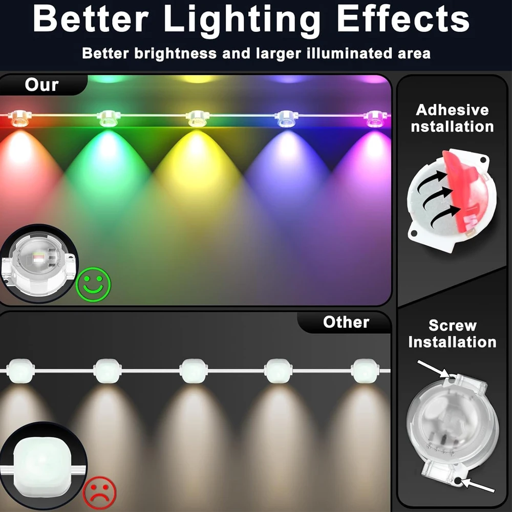 100FT/30M Luce Permanente 60LED Gronda RGB Stringa di Luce Bluetooth Luce Esterna Musica Timer IP65 Impermeabile Festa Decorazione di Festa 4