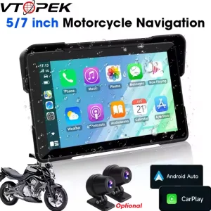 Vtopek 5 "/7" pollici Moto DVR Navigazione GPS Lettore multimediale Wireless CarPlay Android Auto IPX7 Schermo impermeabile Registratore 1