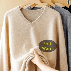 2025 Maglione di cashmere da uomo pullover spesso autunno inverno caldo classico scollo a V vestiti maschile maglione Jersey Hombre Pull Homme 3XL 1